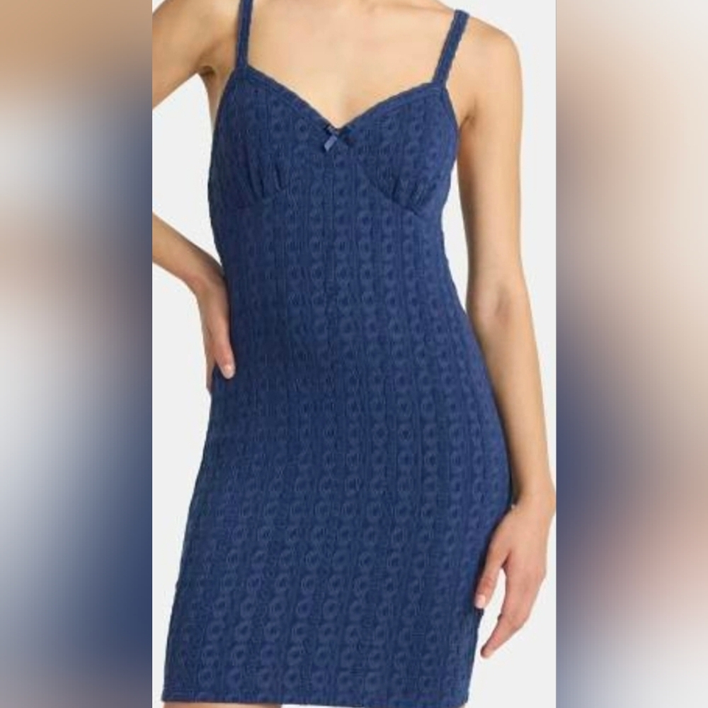 No Boundaries Cable Knit Blue Dress